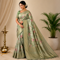 Aaradhya Zari Silk Blend Saree Lite Green