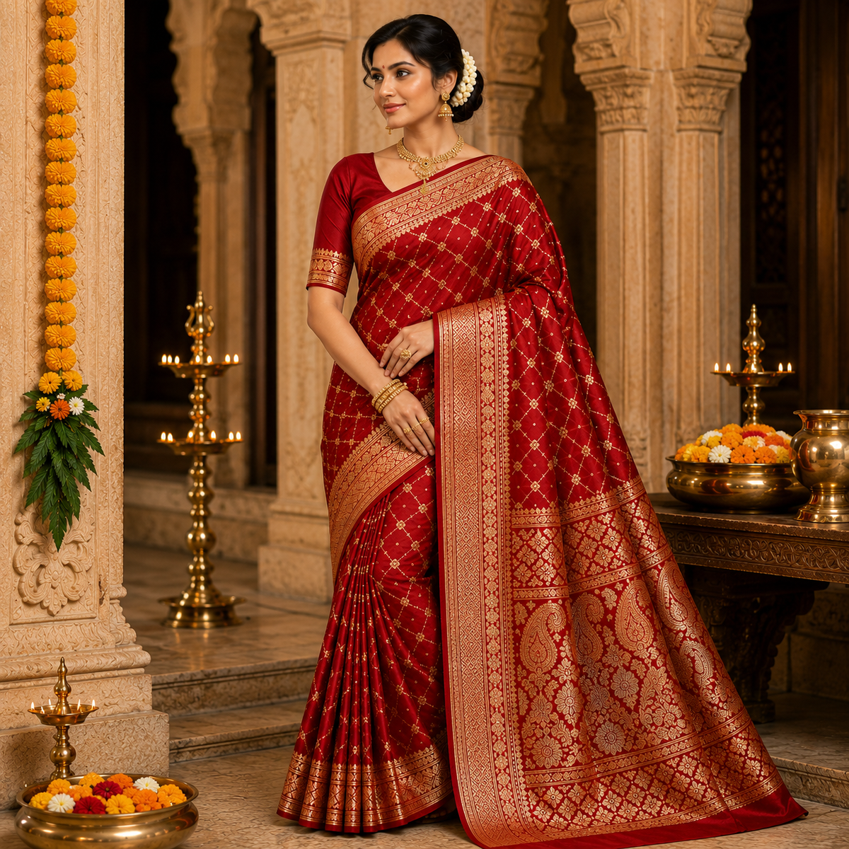 Royal Kanchipuram Gold Zari Silk Saree