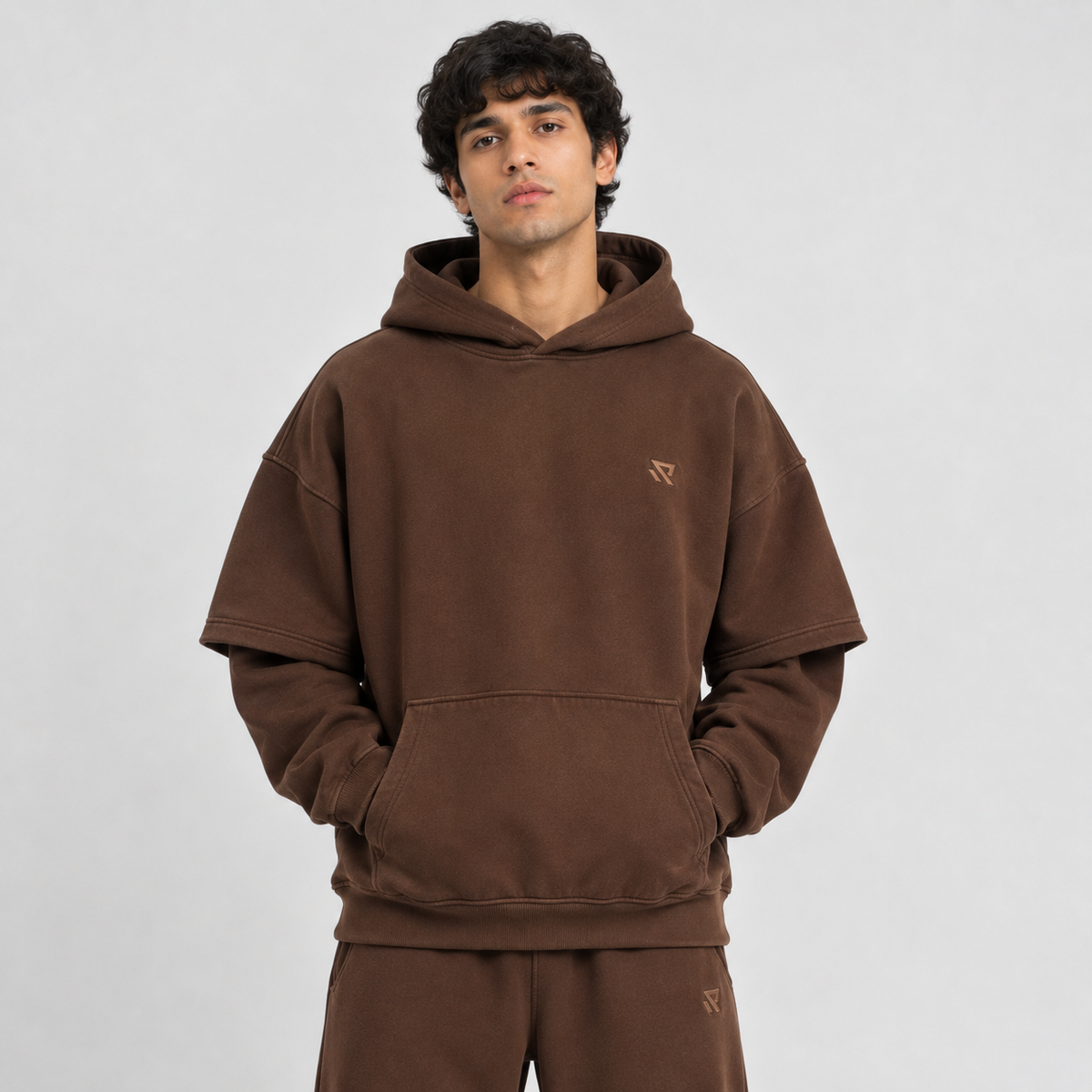 Double Layer Heavy Hoodie - Mocha