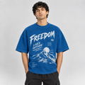 Blue Static Oversized Tee