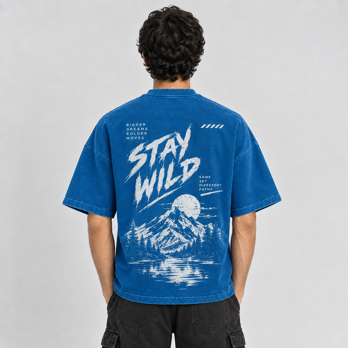 Blue Static Oversized Tee