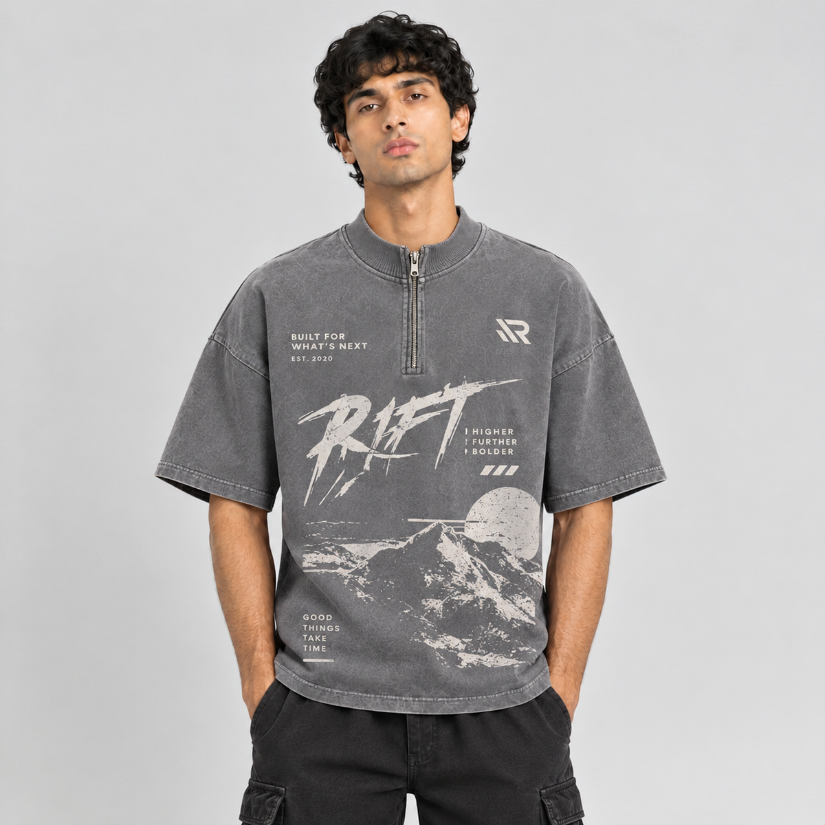 Concrete Zip Tee - Grey