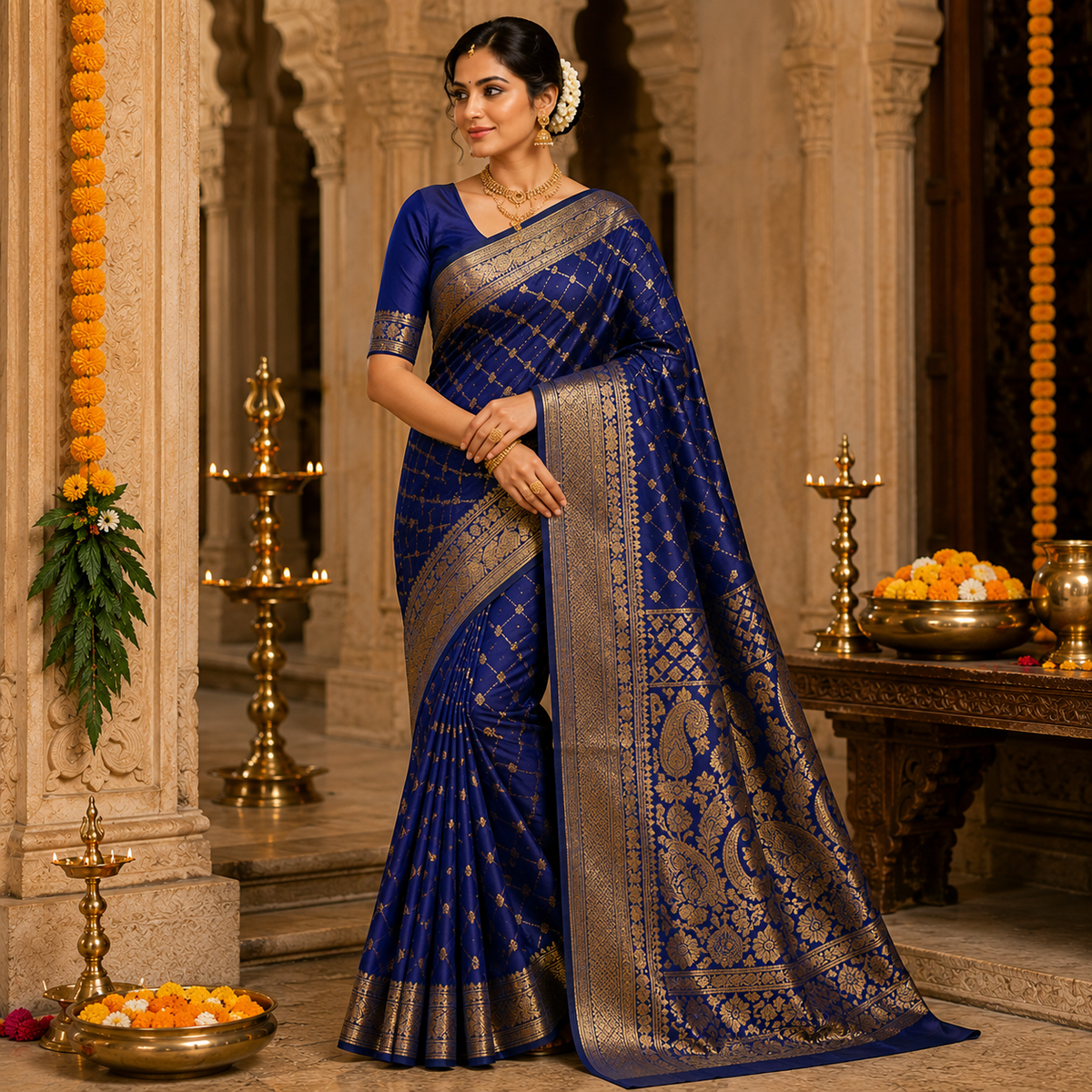 Royal Kanchipuram Gold Zari Silk Saree