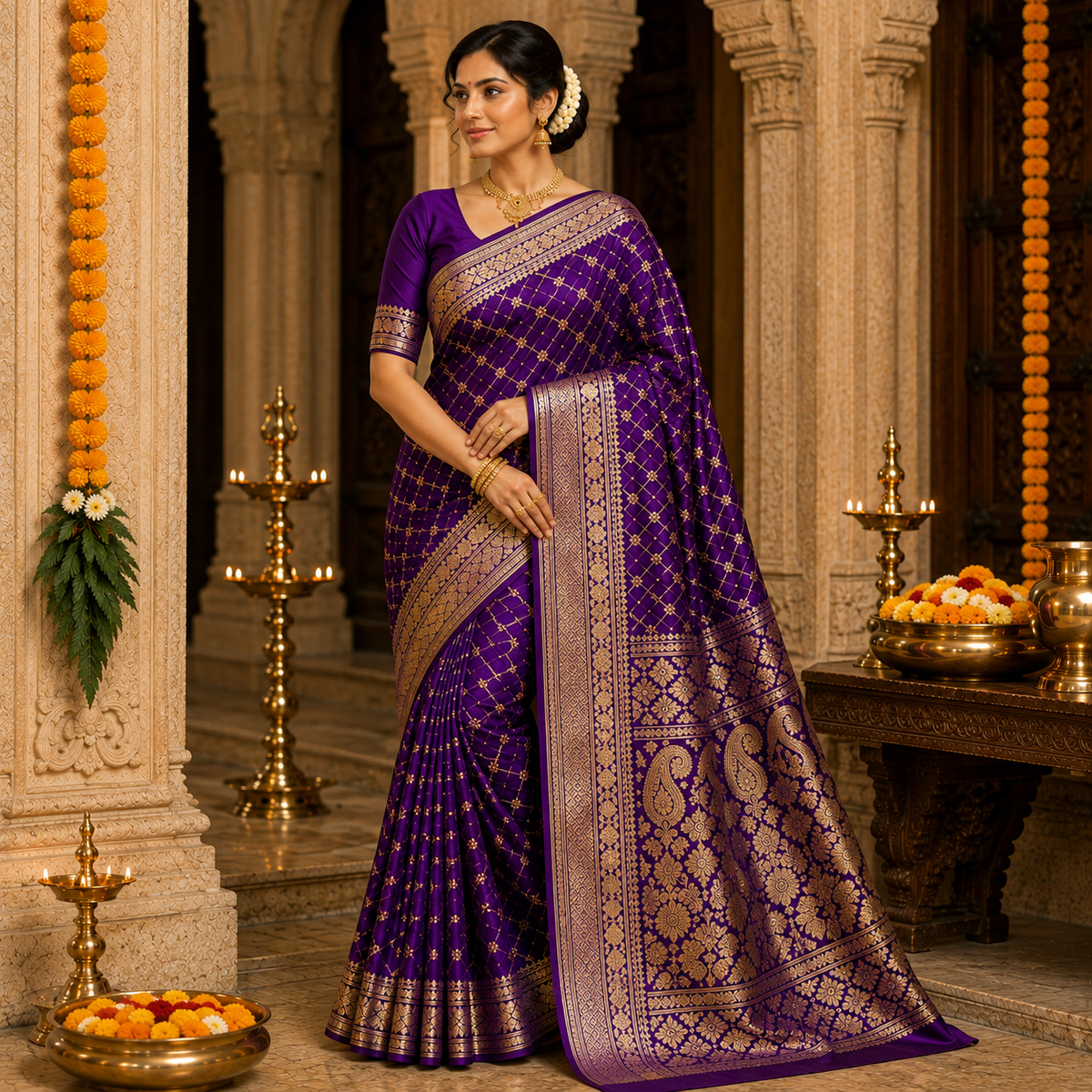 Royal Kanchipuram Gold Zari Silk Saree