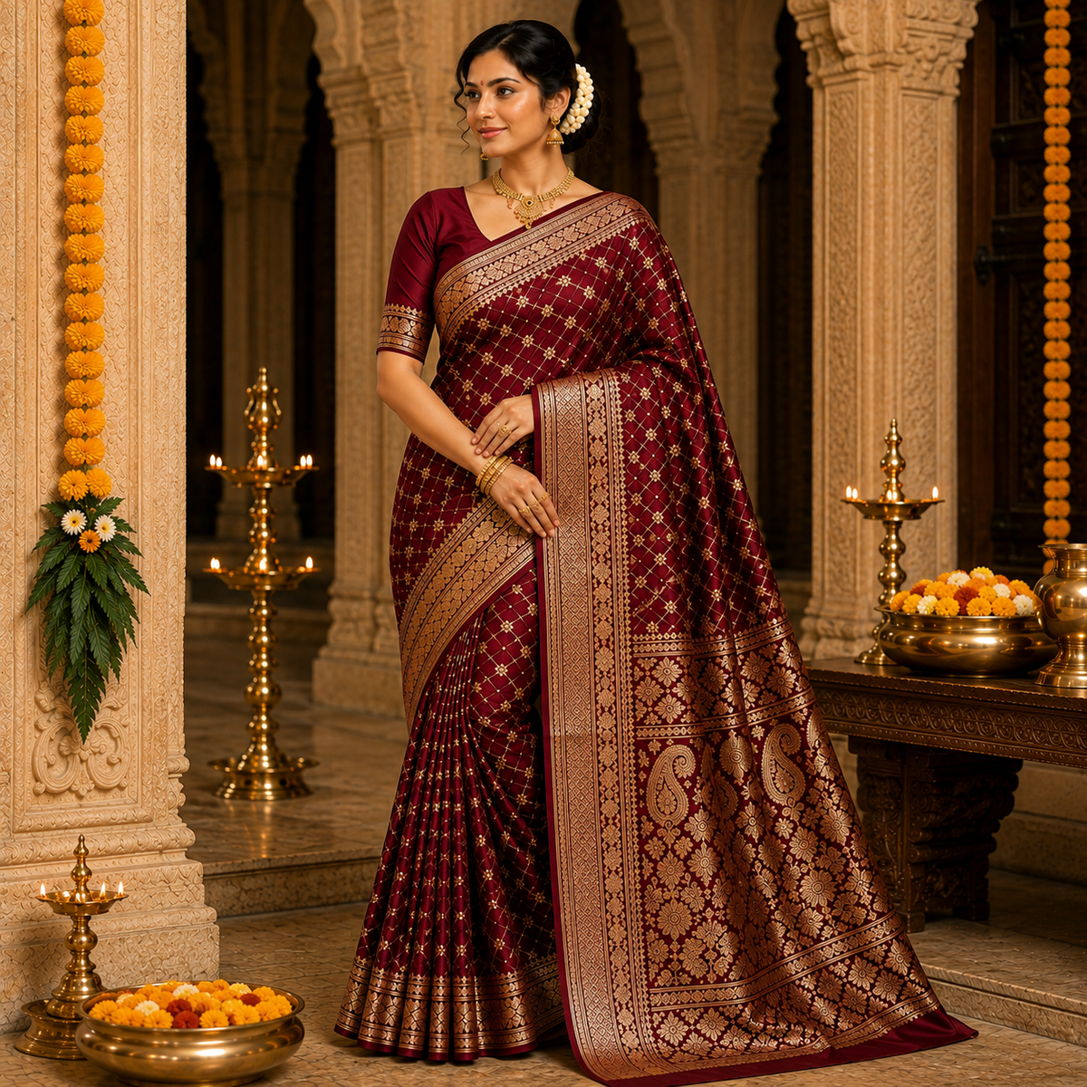 Royal Kanchipuram Gold Zari Silk Saree