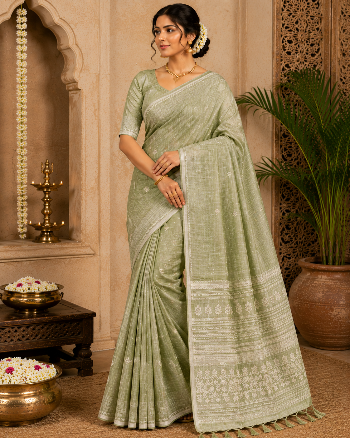 Linen Saree